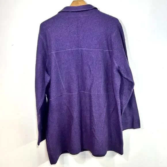 Womens 1X 100% Wool Cardigan Sweater Modern Soul Button Purple Australia - Picture 2 of 8
